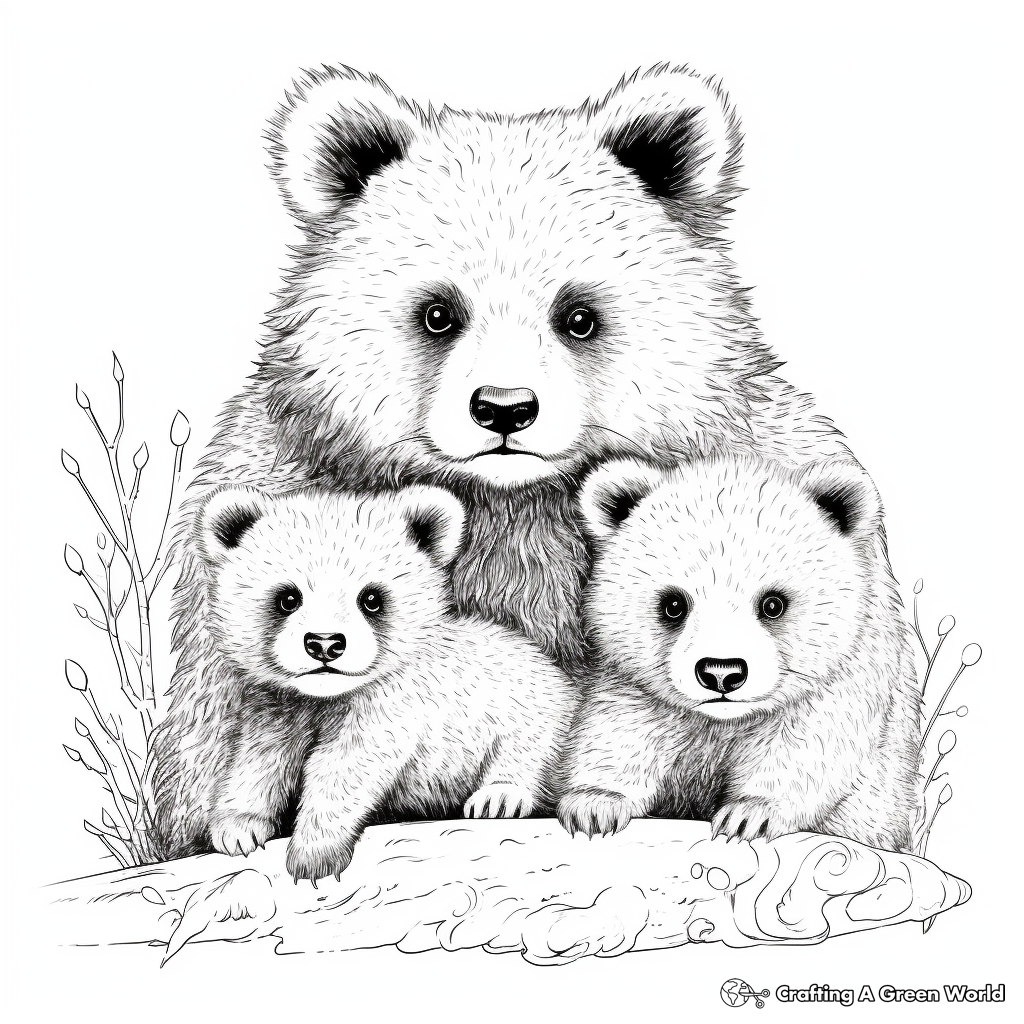 Red Panda Family Coloring Pages: Male, Female, and Panda Cubs 1