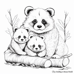 Red Panda Family Coloring Pages: Male, Female, and Panda Cubs 2