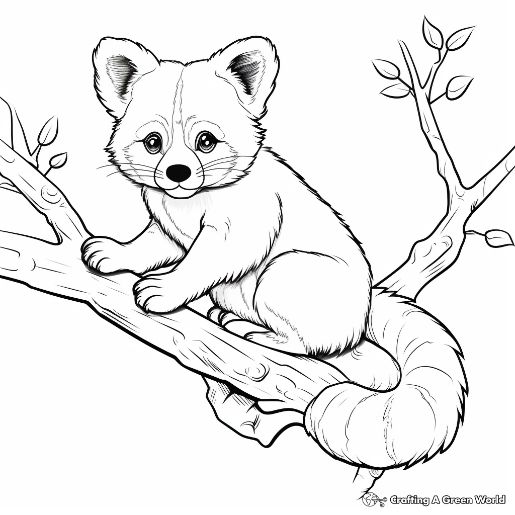 Red Panda in a Tree Coloring Page 1