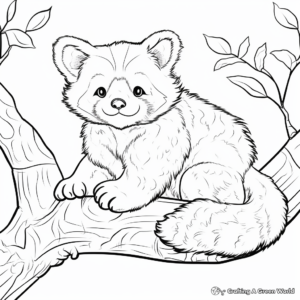 Red Panda in a Tree Coloring Page 2