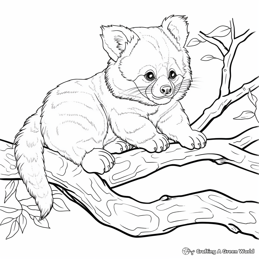 Red Panda in a Tree Coloring Page 3