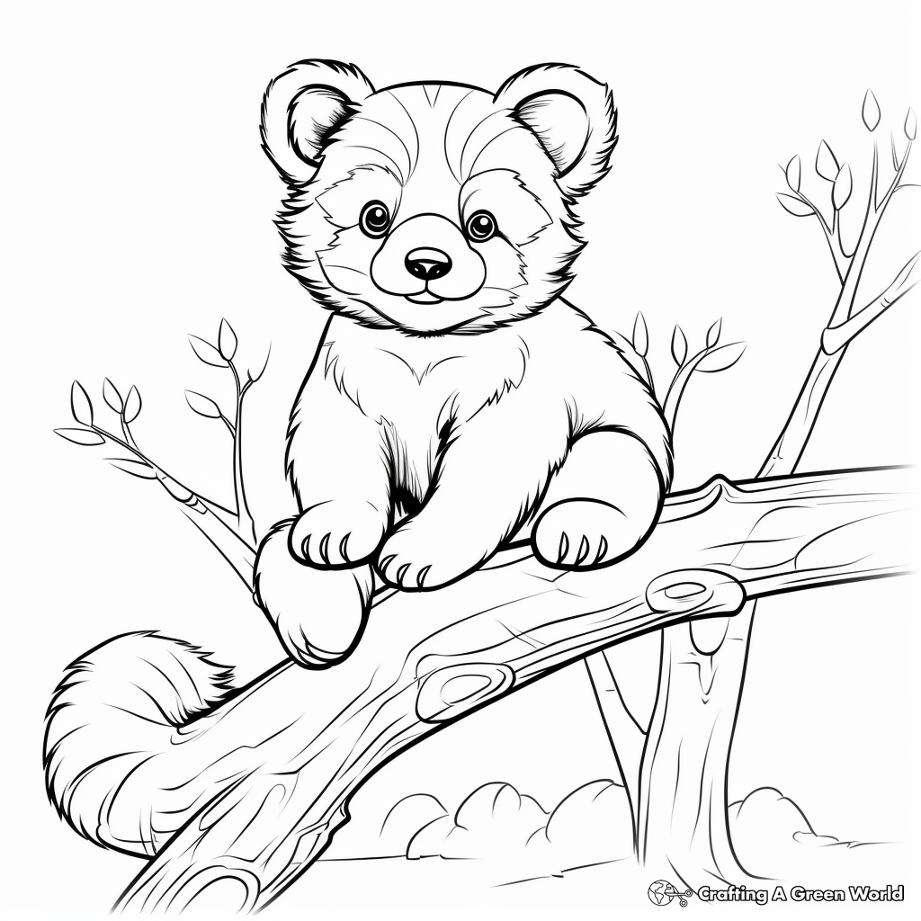 Red Panda in a Tree Coloring Page 4