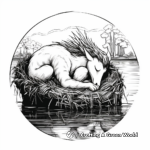 Reflective Nest: Sleeping Unicorn by the Lake Coloring Pages 2
