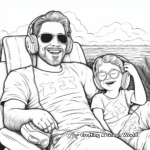 Relaxed Dad Enjoying Music Coloring Pages 1