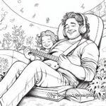 Relaxed Dad Enjoying Music Coloring Pages 3