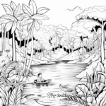 Relaxing Riverbank Jungle Scene Coloring Pages 2