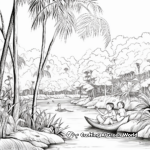 Relaxing Riverbank Jungle Scene Coloring Pages 3