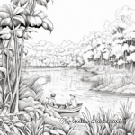Relaxing Riverbank Jungle Scene Coloring Pages 4