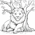 Resting Lion Under the Tree Coloring Pages 2