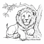 Resting Lion Under the Tree Coloring Pages 3