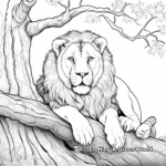 Resting Lion Under the Tree Coloring Pages 4