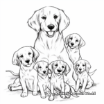 Retriever Family Coloring Pages: Male, Female, and Puppies 1