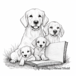 Retriever Family Coloring Pages: Male, Female, and Puppies 2