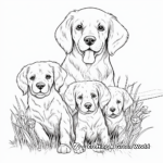 Retriever Family Coloring Pages: Male, Female, and Puppies 4