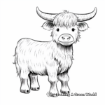 Retro Style Highland Cow Coloring Pages 1