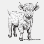Retro Style Highland Cow Coloring Pages 2
