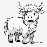 Retro Style Highland Cow Coloring Pages 3
