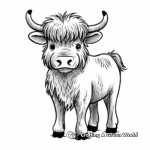 Retro Style Highland Cow Coloring Pages 4