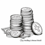 Rich USA Coins and Dollar Bills Coloring Pages 3