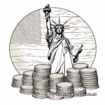Rich USA Coins and Dollar Bills Coloring Pages 4