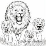 Roaring Lion Family Coloring Pages: Male, Female, and Cubs 4