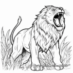 Roaring Lion in Jungle Coloring Pages 1