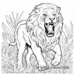 Roaring Lion in Jungle Coloring Pages 4