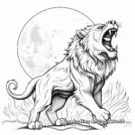 Roaring Lion under the Moonlight Coloring Pages 1
