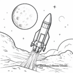 Rocket Heading Towards the Moon Coloring Pages 2