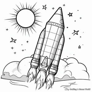 Rocket to the Moon: Space Coloring Pages 2