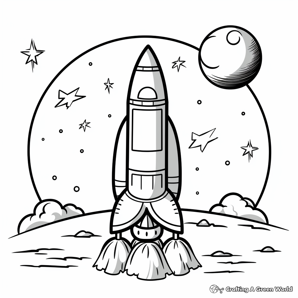 Rocket to the Moon: Space Coloring Pages 3