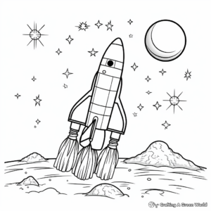 Rocket to the Moon: Space Coloring Pages 4