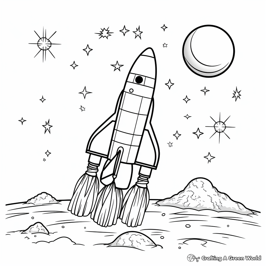 Rocket to the Moon: Space Coloring Pages 4