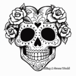 Romantic Heart-Shaped Rose Skull Coloring Pages 4