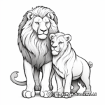 Romantic Lions: Male and Female Lion Coloring Pages 2
