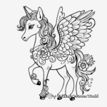 Romantic Unicorn and Fairy Coloring Pages 1