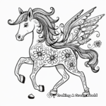 Romantic Unicorn Pegasus in a Flowery Meadow Coloring Pages 1