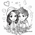 Romantic Valentine's Day Coloring Pages for Couples 1