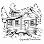 Rustic Wilderness Cabin Coloring Pages 1