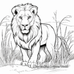 Safari Expedition: Lion Coloring Pages 4