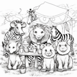 Safari Party Animal Coloring Pages: Lions, Zebras, and Elephants 1