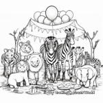 Safari Party Animal Coloring Pages: Lions, Zebras, and Elephants 3