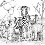 Safari Party Animal Coloring Pages: Lions, Zebras, and Elephants 4