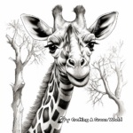 Safari with Realistic Giraffe Coloring Pages 1