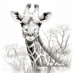 Safari with Realistic Giraffe Coloring Pages 2