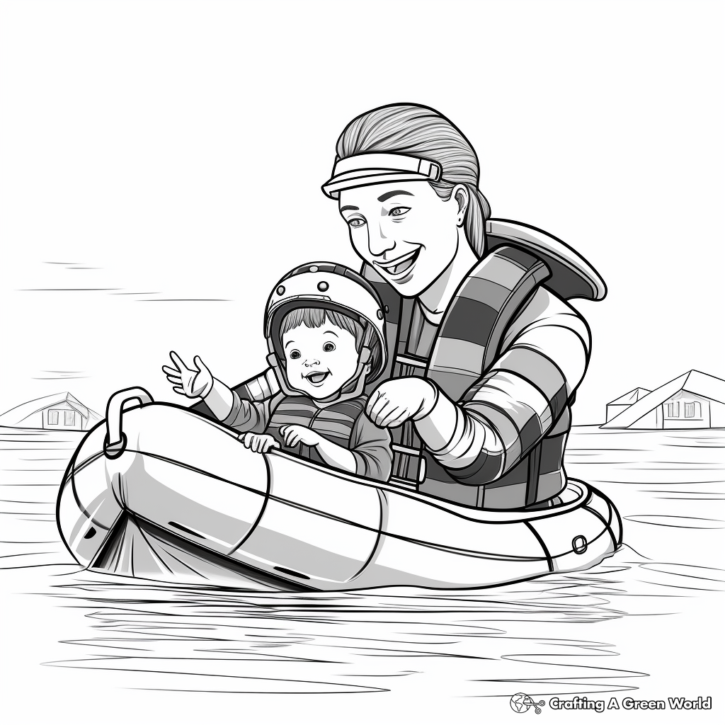 Safety Measures: Emergency Water Rescue Coloring Pages 1