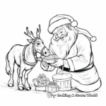 Santa Feeding his Reindeer Coloring Sheets 3