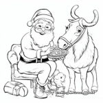 Santa Feeding his Reindeer Coloring Sheets 4