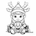 Santa Gnome with Reindeer Coloring Pages for Kids 2
