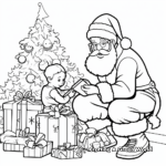 Santa Placing Gifts Stocking Coloring Pages 3